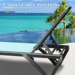 Domi Pool Lounge Chairs Set of 2 with Side Table, Aluminum Adjustable Outdoor Chaise Lounge with Wheels, All Weather Poolside Chairs for Deck Lawn Patio Backyard, Textilene- Turquoise Blue