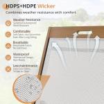 LUE BONA Chaise Lounge Chair Outdoor Set of 2, HDPS and HDPE Wicker Chaise Lounger with 5 Positions, Pool Lounge Chairs with Wheels and Adjustable Backrest for Patio, Poolside, Deck, Backyard