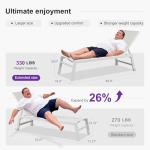 PURPLE LEAF Oversize Outdoor Chaise Lounge Set of 4 Outdoor White Aluminum Lounge Chairs with Side Table and Wheels Patio Lounge Chair for Yard Pool Deck, Linen