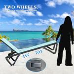 Domi Pool Lounge Chairs Set of 2 with Side Table, Aluminum Adjustable Outdoor Chaise Lounge with Wheels, All Weather Poolside Chairs for Deck Lawn Patio Backyard, Textilene- Turquoise Blue