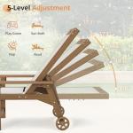 LUE BONA Chaise Lounge Chair Outdoor Set of 2, HDPS and HDPE Wicker Chaise Lounger with 5 Positions, Pool Lounge Chairs with Wheels and Adjustable Backrest for Patio, Poolside, Deck, Backyard