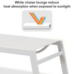 PURPLE LEAF Oversize Outdoor Chaise Lounge Set of 4 Outdoor White Aluminum Lounge Chairs with Side Table and Wheels Patio Lounge Chair for Yard Pool Deck, Linen