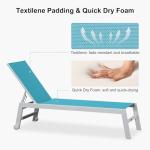 PURPLE LEAF Outdoor Oversized Chaise Lounge Set for Tall & Strong Individuals Adjustable Recliner Extra Wide Lounge Chairs with Side Table for Poolside Beach Patio Aluminum Chaise Lounger Blue 2 Sets