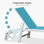 PURPLE LEAF Outdoor Oversized Chaise Lounge Set for Tall & Strong Individuals Adjustable Recliner Extra Wide Lounge Chairs with Side Table for Poolside Beach Patio Aluminum Chaise Lounger Blue 2 Sets