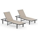 Oasbira Aluminum Outdoor Lounge Chairs Set of 2, Pool Lounge Chairs with Wheels and 5-Position Recliner -Easy to Move- Patio Chaise Lounge Outdoor for Poolside, Deck, Beach (Khaki)
