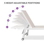 PURPLE LEAF Oversize Outdoor Chaise Lounge Set of 4 Outdoor White Aluminum Lounge Chairs with Side Table and Wheels Patio Lounge Chair for Yard Pool Deck, Linen