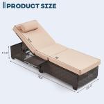 Yalissey Outdoor Lounge Chairs, Pool Lounge Chairs Set of 2, Outdoor Chaise Lounge with Adjustable Backrest & Cup Holder,Khaki Cushion