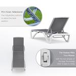 Domi Patio Chaise Lounge Chair Set of 3,Outdoor Aluminum Polypropylene Sunbathing Chair with Adjustable Backrest,Arm,Side Table,for Beach,Yard,Balcony,Poolside(2 Grey Chairs W/Table)