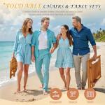 Flamaker 3-Piece Acacia Wood Patio Set, Chaise Lounge Chairs for 2 and Side Coffee Table, Adjustable and Foldable, for Pool, Beach, Backyard, No Assembly