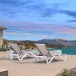 PURPLE LEAF Patio Chaise Lounge Chair Set of 3 Outside Aluminum Plastic Stackable Tanning Chairs for Pool Sunbathing Beach Deck Outdoor Lounger, Khaki