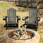 PURPLE LEAF Adirondack Chair Set of 2 HDPE All-Weather Outdoor Fire Pit Chair with 24.6" Oversized Seat Wood-Textured Patio Adirondack Chair with Dual Cup Holders for Garden Deck Backyard, Black