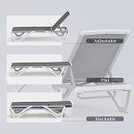 Domi Patio Chaise Lounge Chair Set of 3,Outdoor Aluminum Polypropylene Sunbathing Chair with Adjustable Backrest,Arm,Side Table,for Beach,Yard,Balcony,Poolside(2 Grey Chairs W/Table)