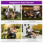 PURPLE LEAF Adirondack Chair Set of 2 HDPE All-Weather Outdoor Fire Pit Chair with 24.6" Oversized Seat Wood-Textured Patio Adirondack Chair with Dual Cup Holders for Garden Deck Backyard, Black