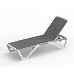 Domi Patio Chaise Lounge Chair Set of 3,Outdoor Aluminum Polypropylene Sunbathing Chair with Adjustable Backrest,Arm,Side Table,for Beach,Yard,Balcony,Poolside(2 Grey Chairs W/Table)