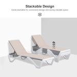 PURPLE LEAF Patio Chaise Lounge Chair Set of 3 Outside Aluminum Plastic Stackable Tanning Chairs for Pool Sunbathing Beach Deck Outdoor Lounger, Khaki