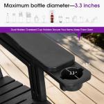 PURPLE LEAF Adirondack Chair Set of 2 HDPE All-Weather Outdoor Fire Pit Chair with 24.6" Oversized Seat Wood-Textured Patio Adirondack Chair with Dual Cup Holders for Garden Deck Backyard, Black
