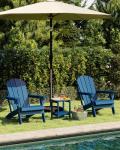 GREENVINES Folding-Adirondack-Chairs-Set-of-2 | HDPE Plastic | Fire Pit Chair | All Weather | Cup Holder | Blue | for Deck Backyard Patio Outdoor Garden