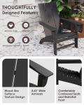 Poly Lumber Adirondack Chair with Cup Holder, All-Weather Resistant Outdoor Patio Chairs, Look Like Wood, Pre-Assembled Outdoor Fire Pit Chair for Pool, Deck, Backyard, Garden, Black