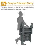 Mdeam Folding Adirondack Chair with Retractable Ottoman, HDPE All-Weather Fire Pit Chair with 2 Cup Holders, Outdoor Chair for Deck Patio Garden Backyard Lawn (Grey)