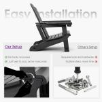 PURPLE LEAF Adirondack Chair Set of 4 HDPE All-Weather Outdoor Fire Pit Chair with 24.6" Oversized Seat Wood-Textured Patio Adirondack Chair with Dual Cup Holders for Garden Deck Backyard, Black