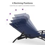 PURPLE LEAF Patio Chaise Lounge Chair Set with 2 Side Table Outdoor Pool Adjustable Recliner Chairs for Outside Beach Poolside Sunbathing Tanning Lounger