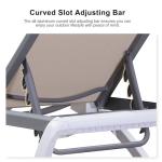 PURPLE LEAF Patio Chaise Lounge Chair Set of 3 Outside Aluminum Plastic Stackable Tanning Chairs for Pool Sunbathing Beach Deck Outdoor Lounger, Khaki