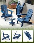 GREENVINES Folding-Adirondack-Chairs-Set-of-2 | HDPE Plastic | Fire Pit Chair | All Weather | Cup Holder | Blue | for Deck Backyard Patio Outdoor Garden