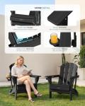 Ciokea Folding Adirondack Chair Wood Texture for Patio, Weather Resistant, Plastic Fire Pit Chair with Cup Holder, Lawn Chair for Outdoor Porch Garden Backyard Deck (Black)