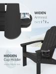 LUE BONA HDPE Adirondack Chairs Set of 4 - Weather Resistant Seating with Cup Holder for Patio, Fire Pit, Deck & Resort Garden, Black