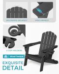 Eesdom Folding Adirondack Chair, HDPE Adirondack Chair with 2 Cup Holders, Easy Assembly Outdoor Fire Pit Chairs for Patio, Garden, Poolside, Black