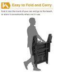 Mdeam Folding Adirondack Chair with Retractable Ottoman, HDPE All-Weather Fire Pit Chair with 2 Cup Holders, Outdoor Chair for Deck Patio Garden Backyard Lawn (Black)