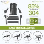 nevilywood Folding Adirondack Chair with Cup Holder Set of 4, HDPE Patio Chairs,All-Weather Outdoor Chairs for Backyard, Deck,Fire Pit-Black