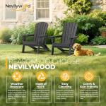 nevilywood Folding Adirondack Chair with Cup Holder Set of 4, HDPE Patio Chairs,All-Weather Outdoor Chairs for Backyard, Deck,Fire Pit-Black