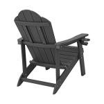 LUE BONA HDPE Adirondack Chairs Set of 4 - Weather Resistant Seating with Cup Holder for Patio, Fire Pit, Deck & Resort Garden, Black