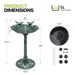 Magshion 31.5" Bird Bath and Solar Powered Pond Fountain Combo, Weatherproof Pedestal Solar Bird Bath Fountain for Garden, Yard & Patio, 1.3-Gallon (5L) Capacity, Green