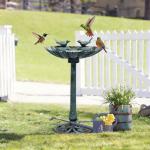 Magshion 31.5" Bird Bath and Solar Powered Pond Fountain Combo, Weatherproof Pedestal Solar Bird Bath Fountain for Garden, Yard & Patio, 1.3-Gallon (5L) Capacity, Green