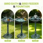 Magshion 31.5" Bird Bath and Solar Powered Pond Fountain Combo, Weatherproof Pedestal Solar Bird Bath Fountain for Garden, Yard & Patio, 1.3-Gallon (5L) Capacity, Green