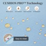 SUNSHINE VALLEY 4 Piece Metal Outdoor Patio Furniture Set with 5000 BTU Firepit Table, Patio Conversation Sets 1 3-seater Sofa, 2 Rocking Chair with 5.75" Thick Cushion, Black Backyard Furniture, Blue