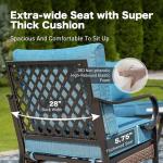 SUNSHINE VALLEY 4 Piece Black Metal Outdoor Patio Furniture Sets with Firepit Table, Patio Conversation Sets 1 3-Seater Sofa 2 Rocking Sofa with 5.75" Thick Cushion Backyard Furniture for Deck, Blue-2