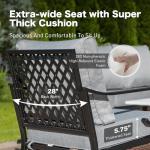 SUNSHINE VALLEY 4 Piece Black Metal Outdoor Patio Furniture Sets with Firepit Table, Patio Conversation Sets 1 3-Seater Sofa, 2 Rocking Sofa with 5.75" Thick Cushion Backyard Furniture for Deck, Gray