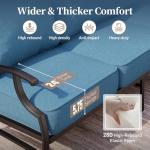 SUNSHINE VALLEY 7 Piece Metal Outdoor Patio Furniture Set, Patio Conversation Sets 1 3-seater Sofa, 4 Fixed Chair, 2 Ottomans with 5.75" Thick Cushion, Black All-weather Frame Backyard Furniture, Navy