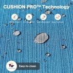 SUNSHINE VALLEY 4 Piece Black Metal Outdoor Patio Furniture Sets with Firepit Table, Patio Conversation Sets 1 3-Seater Sofa 2 Rocking Sofa with 5.75" Thick Cushion Backyard Furniture for Deck, Blue-2