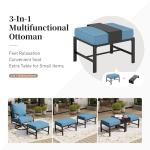 SUNSHINE VALLEY 7 Piece Metal Outdoor Patio Furniture Set, Patio Conversation Sets 1 3-seater Sofa, 4 Fixed Chair, 2 Ottomans with 5.75" Thick Cushion, Black All-weather Frame Backyard Furniture, Navy