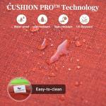 SUNSHINE VALLEY 4 Piece Metal Outdoor Patio Furniture Sets with 5000 BTU Firepit Table, Patio Conversation Sets 1 3-Seater Sofa, 2 Swivel Chair with 5.75" Thick Cushion, Black Backyard Furniture, Red