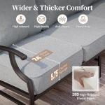 SUNSHINE VALLEY 4 Piece Metal Outdoor Patio Furniture Set, Patio Conversation Set 1 3-seater Sofa, 2 Rocking Chair with 5.75" Extra Thick Cushion and Coffee Table, Black Frame Backyard Furniture, Gray