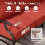 SUNSHINE VALLEY 4 Piece Metal Outdoor Patio Furniture Sets with 5000 BTU Firepit Table, Patio Conversation Sets 1 3-Seater Sofa, 2 Swivel Chair with 5.75" Thick Cushion, Black Backyard Furniture, Red