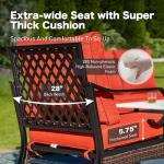 SUNSHINE VALLEY 4 Piece Metal Outdoor Patio Furniture Set, Patio Conversation Sets 1 3-Seater Sofa, 2 Chairs with 5.75" Extra Thick Cushion and Coffee Table, Black Frame Backyard Furniture, Rust Red