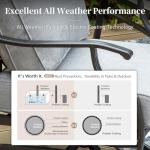 SUNSHINE VALLEY 4 Piece Metal Outdoor Patio Furniture Set, Patio Conversation Set 1 3-seater Sofa, 2 Rocking Chair with 5.75" Extra Thick Cushion and Coffee Table, Black Frame Backyard Furniture, Gray