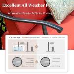 SUNSHINE VALLEY 4 Piece Metal Outdoor Patio Furniture Sets with 5000 BTU Firepit Table, Patio Conversation Sets 1 3-Seater Sofa, 2 Swivel Chair with 5.75" Thick Cushion, Black Backyard Furniture, Red