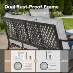 SUNSHINE VALLEY 6 Piece Metal Outdoor Patio Furniture Set, Patio Conversation Set - 1 3-Seater Sofa and 2 Swivel Sofas with 5.75" Thick Cushions & Coffee Table - Black and Gray Backyard Furniture